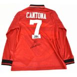 ERIC CANTONA; a Manchester United Umbro 1994-96 season retro remake long sleeved home shirt with