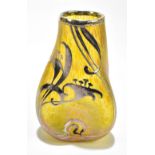 LOETZ; an Art Nouveau Papillon glass vase with white metal floral overlay and collar, smooth