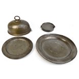 ***WITHDRAWN*** Two 18th century pewter chargers, the larger diameter 45.5cm/18", the smaller 33.