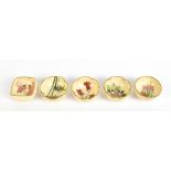 Five early 20th century miniature Japanese Satsuma bowls, each with painted floral decoration and