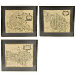 ROBERT MORDEN; three maps of the Yorkshire Ridings, average size 36 x 43cm, each framed and