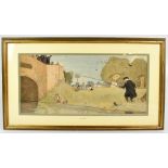 CECIL ALDIN (1870-1935); watercolour, humorous angling scene, unsigned, 30 x 56cm.
