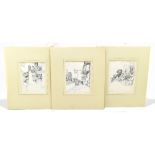 GEORGE HENRY WHYATT (1885-1945); a set of three unframed ink sketches, street scenes, each signed,