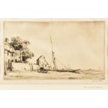 SIR MUIRHEAD BONE HRSA, HRWS, DLITT (1876-1953); a pair of pencil signed etchings 'The Mystery Ship,