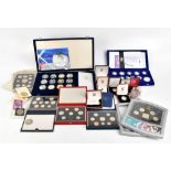 GREAT BRITAIN; a collection of assorted Royal Mint proof sets and various coinage to include a cased