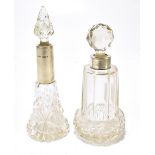 WILLIAM DEVENPORT; a late Victorian cut glass perfume bottle with hallmarked silver collar,