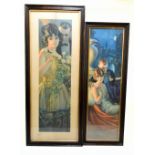 Two French Art Deco prints, 'Honeymood in Venice' and 'Beauty Gained is Love Retained', larger
