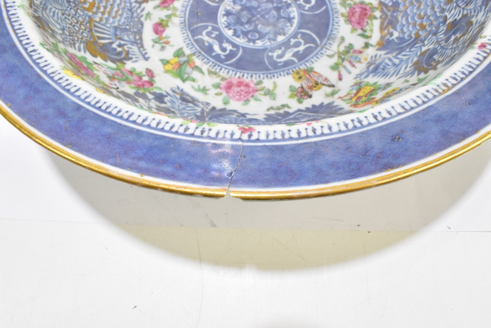 A large Chinese Canton Famille Rose bowl, painted with insects and floral sprays with gilt - Image 18 of 23