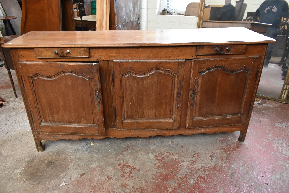 A late 19th century French oak dresser base with moulded rectangular top above two shallow frieze - Image 2 of 3