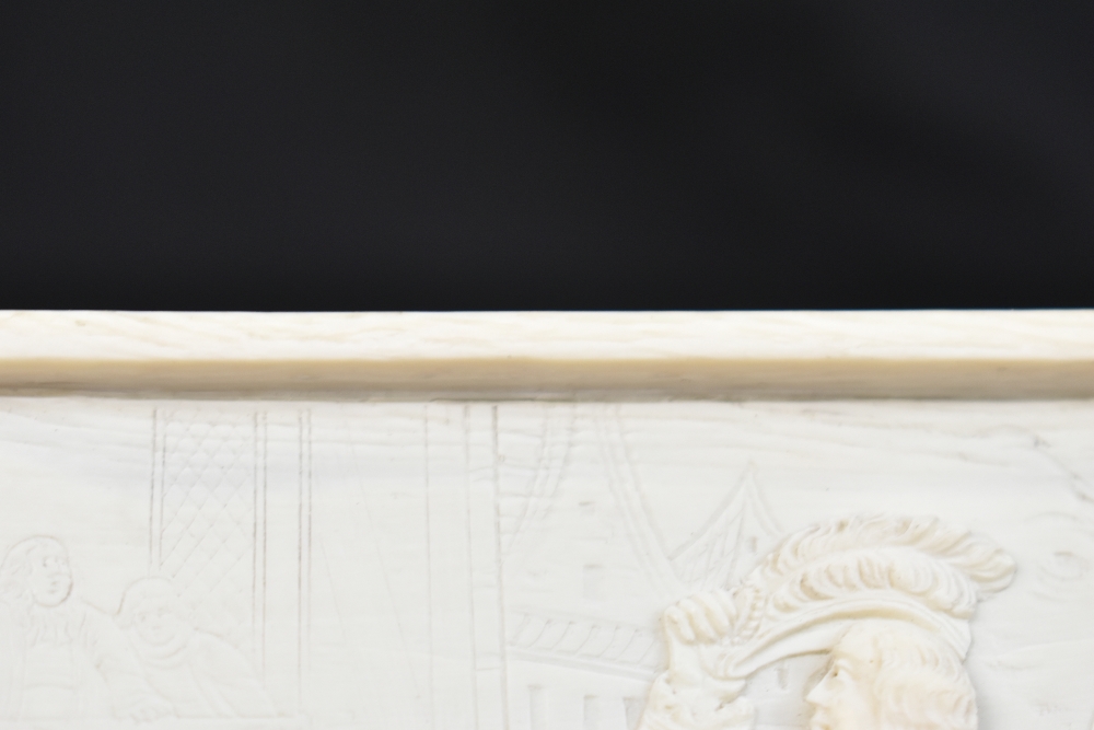 A late 19th century carved ivory plaque of rectangular form with carved detail in the 17th century- - Image 8 of 11