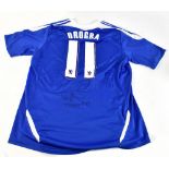 DIDIER DROGBA; a Chelsea Adidas home shirt, signed with 'Drogba 11' printing, size XL.Additional