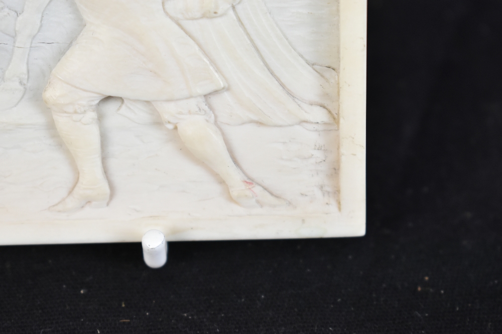 A late 19th century carved ivory plaque of rectangular form with carved detail in the 17th century- - Image 4 of 11