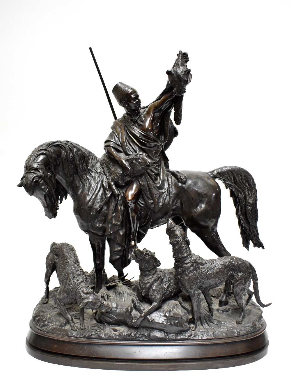 ARTHUR WAAGEN (German, 1833-1898); a monumental bronze, 'Kabyle Au Retour De La Chasse (The Berber