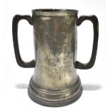 FINSBURY RIFLES INTEREST; a 19th century pewter loving cup inscribed 'Finsbury Rifles 39th Middlesex