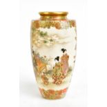 OKAMOTO RYOZAN FOR THE YASUDA TRADING CO; a Japanese Meiji period Satsuma vase of cylindrical form