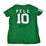 PELÉ; an Umbro New York Cosmos retro remake cotton shirt with printed crest and embroidered 10 to