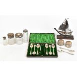 COOPER BROS & SONS; a cased set of six Edward VII hallmarked silver teaspoons and matching sugar