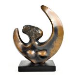 JOHN FARNHAM; a contemporary bronze sculpture, signed and numbered 3/7 to rim, raised on ebonised