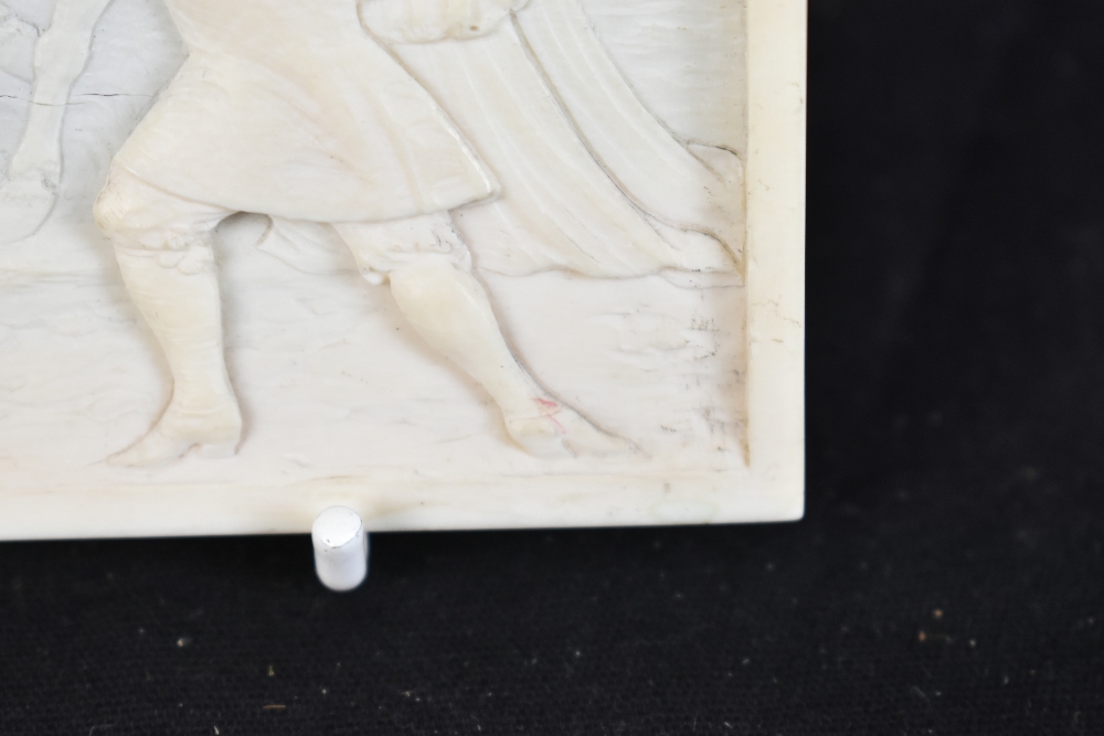 A late 19th century carved ivory plaque of rectangular form with carved detail in the 17th century- - Image 5 of 11