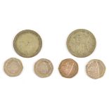 GREAT BRITAIN; two undated Elizabeth II twenty pence pieces and a George V half crown (3).