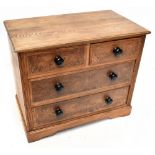 A 19th century ash and pollard oak chest of two short over two long drawers, height 77.5cm, width