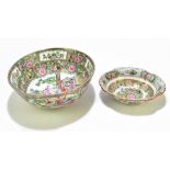 Two modern Chinese Canton Famille Rose bowls to include a large circular example, diameter 30.5cm.