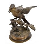 AFTER FERDINAND PAUTROT (FRENCH, 1832-1874); a bronze figure of a bird perching on a branch,