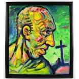 ***WITHDRAWN*** PETER HOWSON OBE (Scottish, born 1958); oil on canvas 'Head and Cross', signed, 61 x