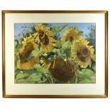 BRIAN NOLAN (born 1931); pastel, 'Solar Celebration - Hayfield Allotments '92', signed, 55 x 76cm,