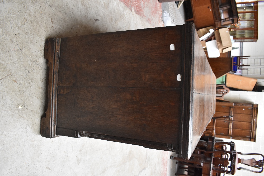 A good and large early 19th century oak and mahogany crossbanded North Country dresser base with two - Image 4 of 6