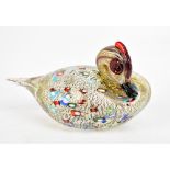 MARCOLINI; a Murano glass duck, with indistinct signature to base, length 23cm.Additional