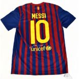 LIONEL MESSI; an FC Barcelona Nike 2011-12 season home shirt bearing label with serial no.