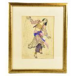 EARLY 20TH CENTURY RUSSIAN SCHOOL; watercolour, pencil and gouache, study of a dancer,