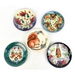 MOORCROFT POTTERY; five assorted collectors' plates to include three year plates, a Spitalfields