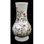 A modern decorative Chinese vase decorated with cranes and peaches, unmarked, height 42.5cm.