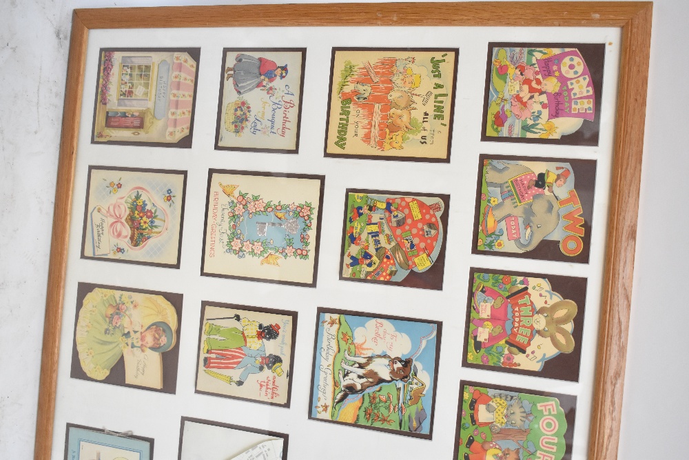 An unusual and attractive display of vintage greetings cards for children, frame approx 70 x - Image 2 of 4