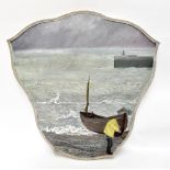 LAETITIA YHAP (born 1941); oil on board, 'Alone', coastal scene with single figure beside a boat