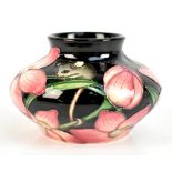 ANJI DAVENPORT FOR MOORCROFT; a vase of squat circular form decorated with mice and floral detail,