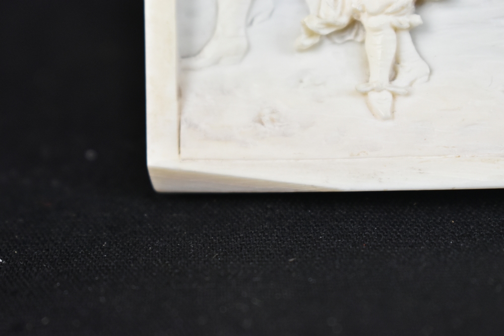 A late 19th century carved ivory plaque of rectangular form with carved detail in the 17th century- - Image 7 of 11