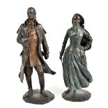 CHRISTIAN BIRMINGHAM; a pair of bronze figures, 'Heathcliff & Cathy' from Wuthering Heights, each