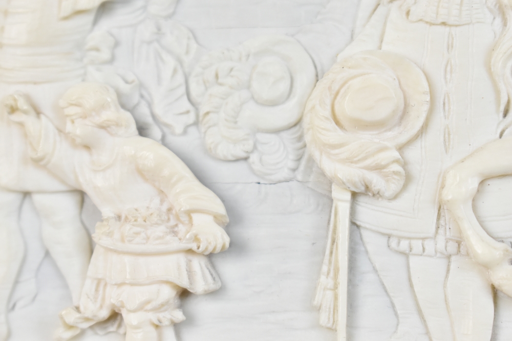 A late 19th century carved ivory plaque of rectangular form with carved detail in the 17th century- - Image 3 of 11