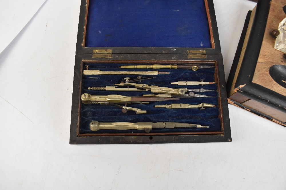 A 19th century brass bound rosewood writing slope (af), length 35.5cm, together with a rosewood - Image 2 of 5