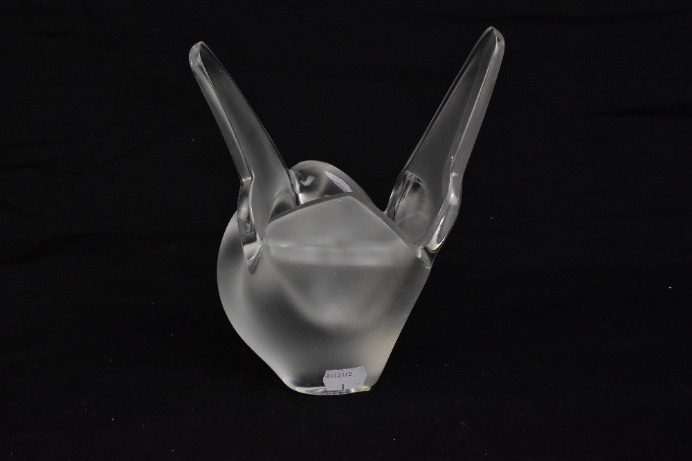 LALIQUE FRANCE; a clear and frosted glass posy holder 'Sylvie', signed with original labels to base, - Image 8 of 15