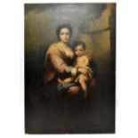 UNATTRIBUTED; a large 19th century oil on relined canvas, mother and child, unsigned, 159.5 x