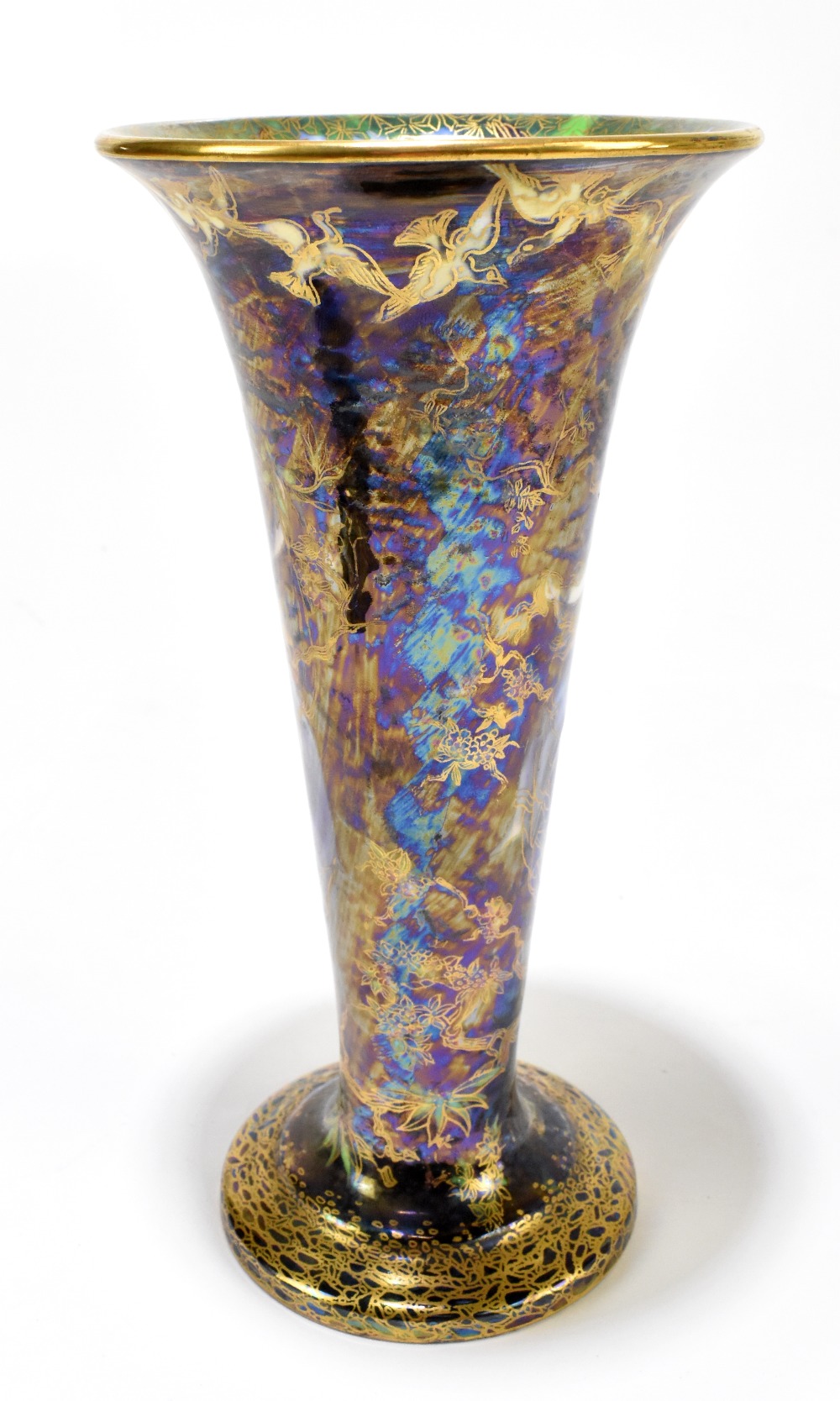 DAISY MAKEIG-JONES FOR WEDGWOOD; a 'Fairyland' lustre trumpet vase decorated in the 'Butterfly - Image 2 of 8
