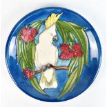 RACHEL BISHOP FOR MOORCROFT; a limited edition plate decorated in the 'Sulphur Crested Cockatoo'