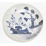 DIANA CARGO; a blue and white shallow bowl decorated with a pheasant, retaining Christie's Diana