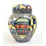 JEANNE MACDOUGALL FOR MOORCROFT; a small ginger jar and cover decorated in the 'Balloons' pattern,