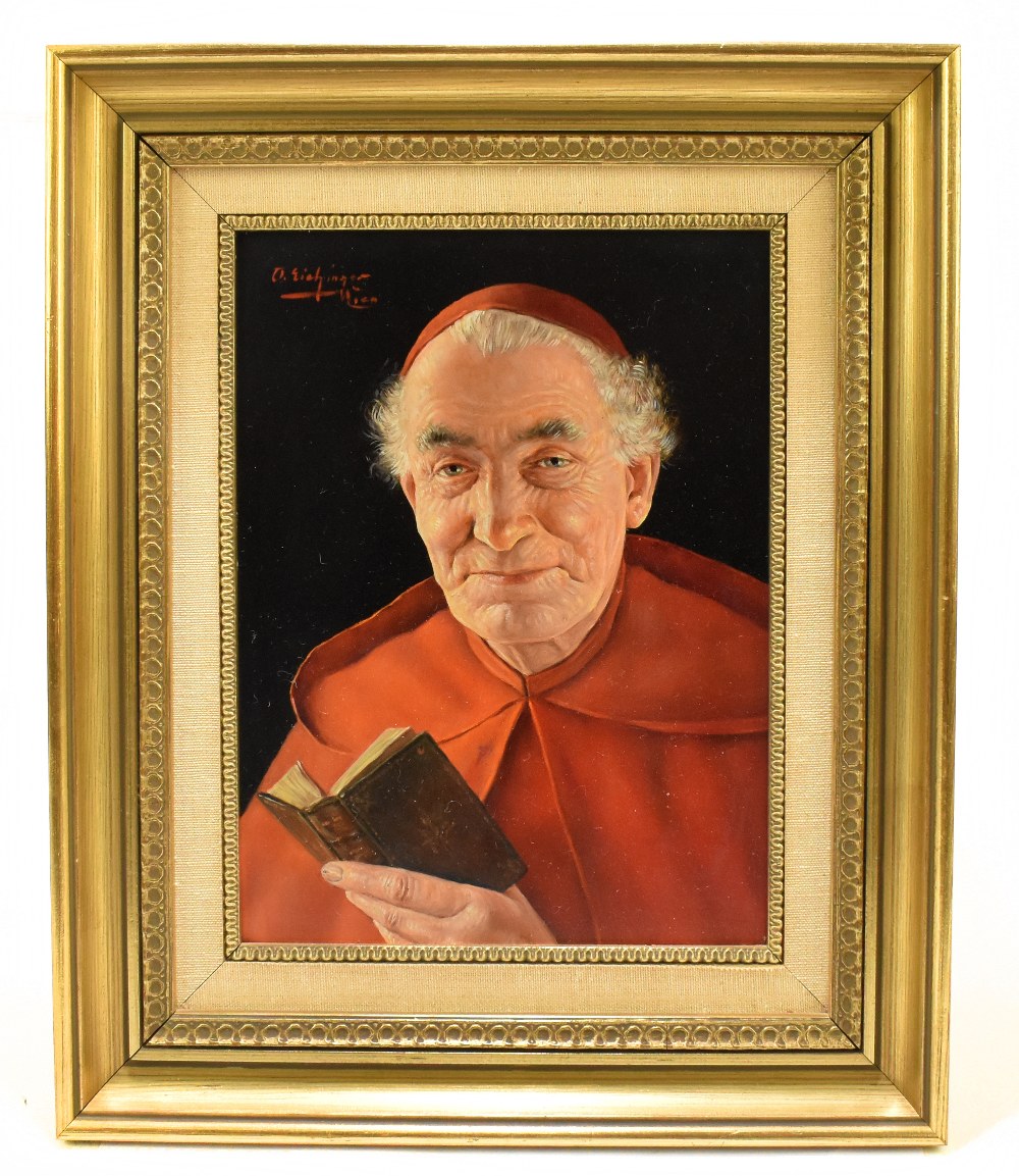 OTTO EICHINGER (1922-2004); oil on panel, 'The Cardinal', signed top left, 26 x 19cm, framed. (D)
