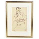 ROBERT OSCAR LENKIEWICZ (1941-2002); pencil and ink drawing of a gentleman, unsigned, bears stamp